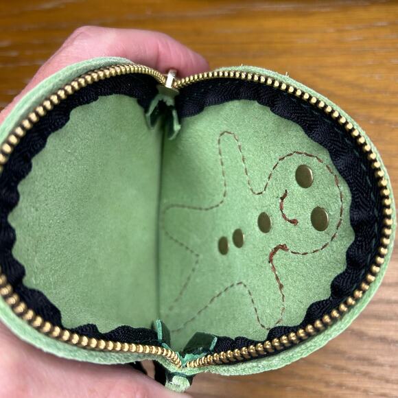 Portland Leather Holiday Pouch Set of 2 PLG Keychain Gingerbread Poinsettia - Picture 7 of 7